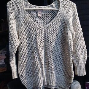 Forever 21 Cream V-Neck Sweater